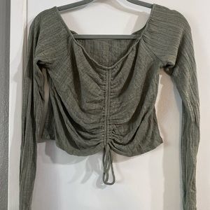 Light green off the shoulder top